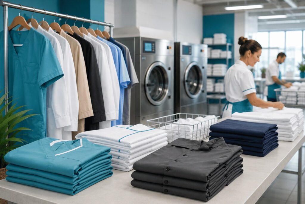 Lavandaria para empresas em Portimão com uniformes, fardas e roupa profissional organizada