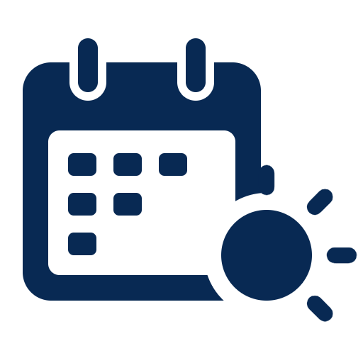 Ícone de calendário com sol, ajustado à época